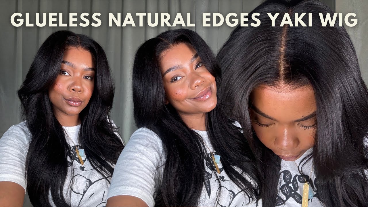 No Bald Cap?! It's Giving Silk Press! Most Realistic Natural Edges Glueless Yaki Wig | Ft Hairvivi