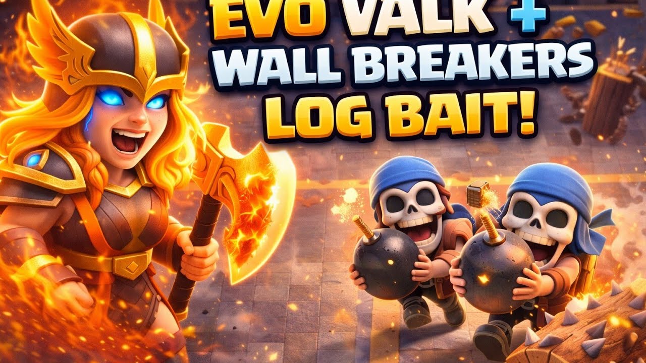 New Deck Test 😈 Evo Valk + Wall Breakers Log Bait 🔥 #clashroyale #gaming #youtube #games #gameplay