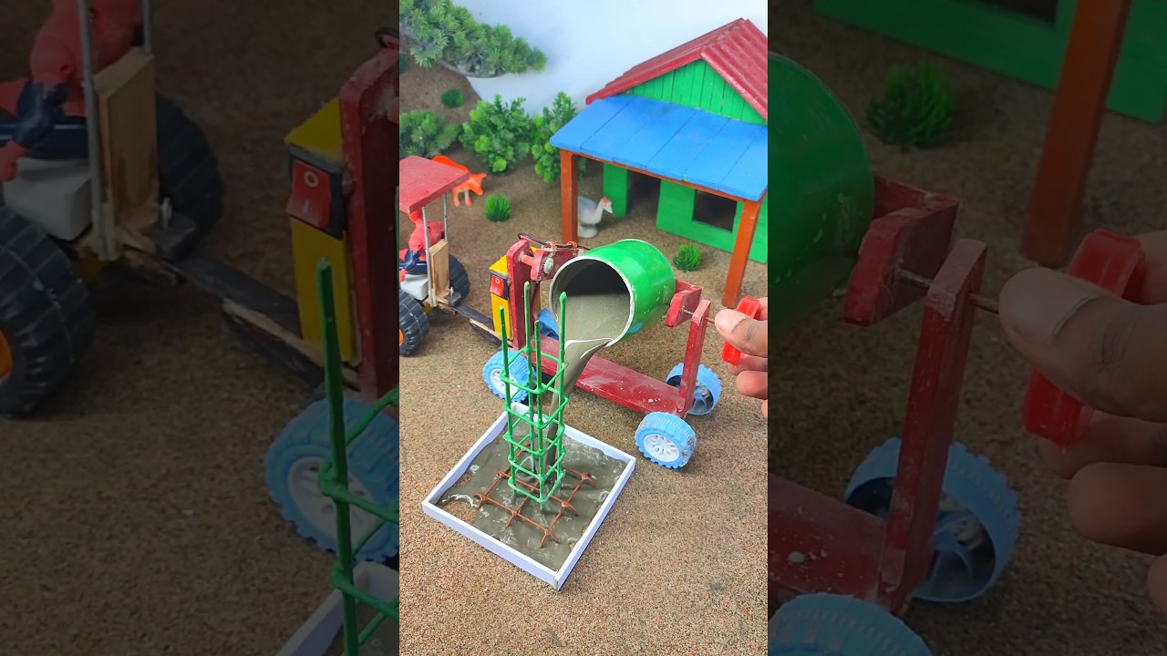 Diy mini tractor house construction | making mini house science project | tractor machine #Shorts 83