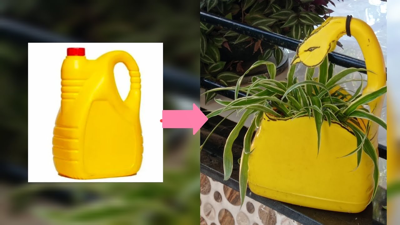 Used Oil Can reuse idea. Flower pot making from can. Home garden 🏡