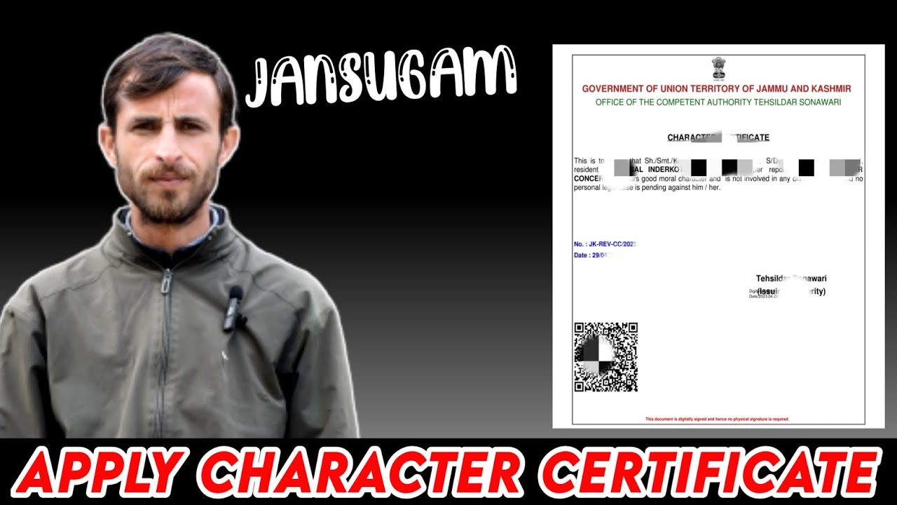 how to apply character certificate in kashmir| Jansugam| Kashmir 2023