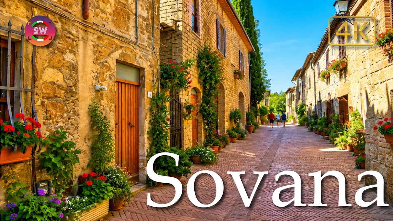 Sovana (Tuscany), Italy【Walking Tour】History in Subtitles - 4K