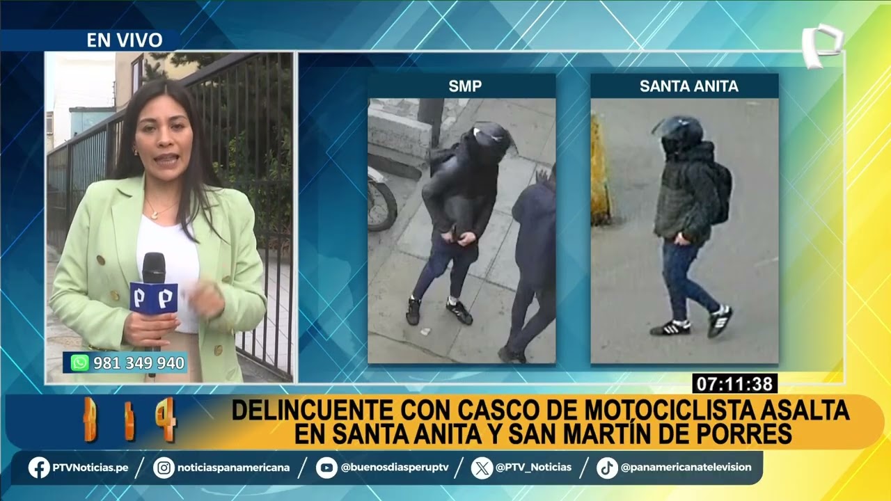 Delincuente con casco de motociclista asalta a transeúntes en calles de Santa Anita y SMP