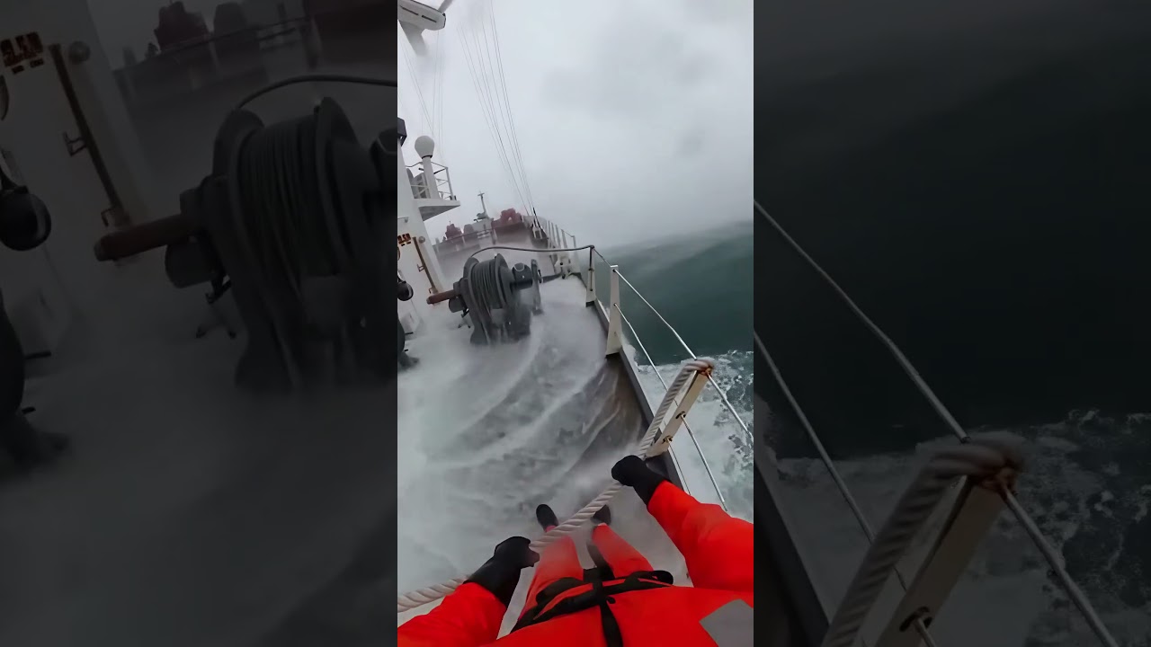 Sailor Swept Overboard as Giant Waves Hit