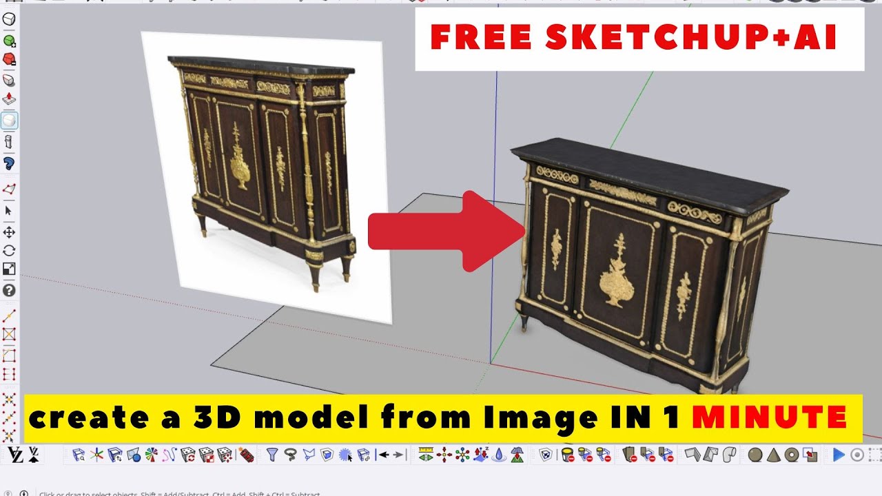 как создать 3D-модель мебели SketchUp из изображения с использованием ИИ / 3D-модель SketchUp AI