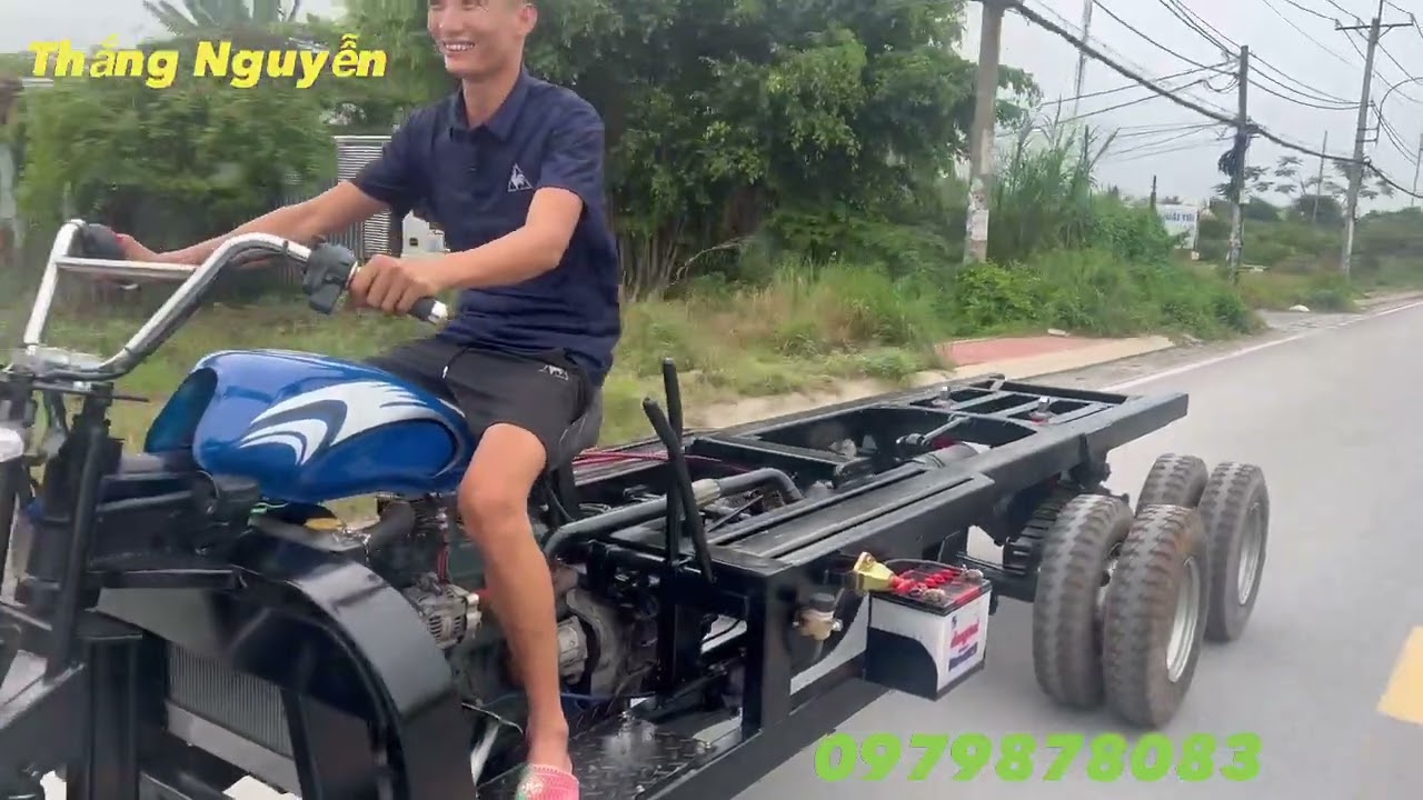 Xe Ba Bánh 2 Cầu Đẩy Siêu Khỏe | Xe Ba Bánh Lắp Cẩu LH 0979 878 083 hoặc 0899 881