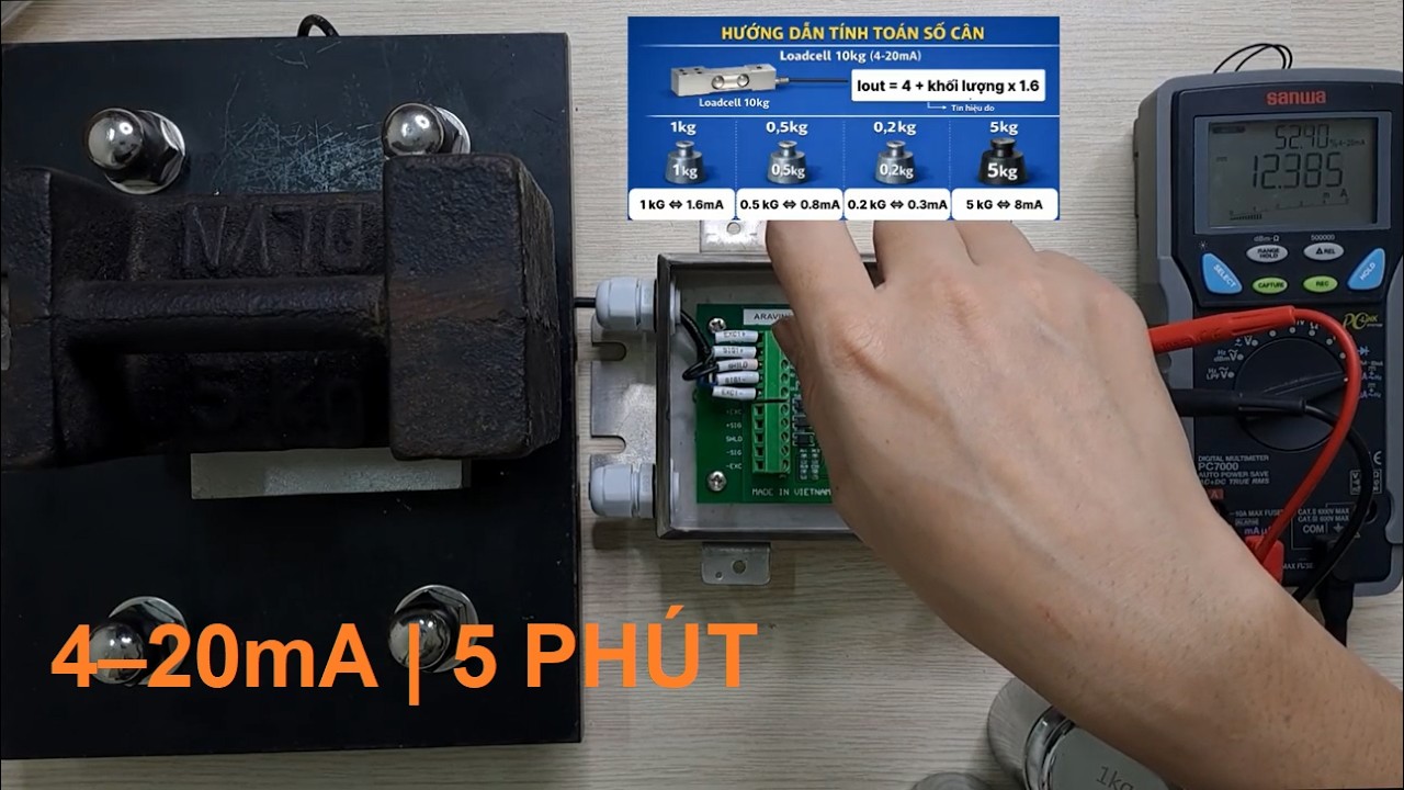 Hướng dẫn hiệu chỉnh đầu ra 4–20mA bộ khuếch đại load cell AM02A | Chuẩn & dễ hiểu