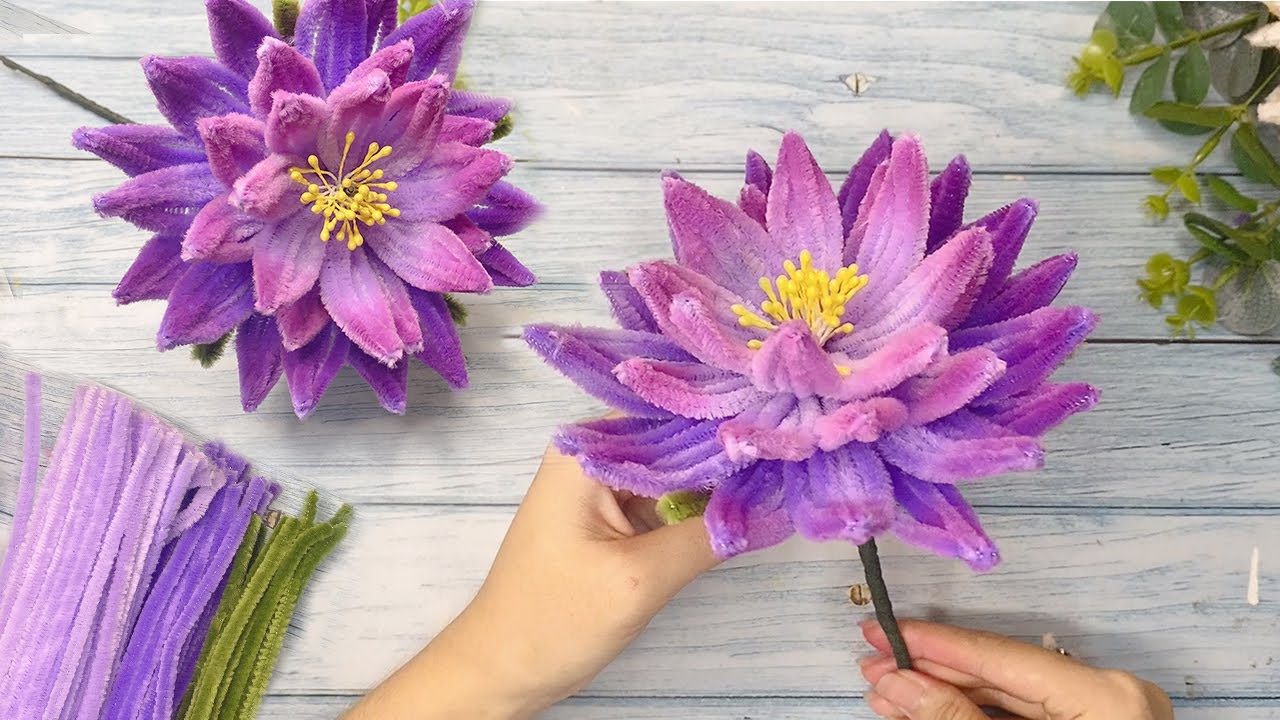 How to make Beautiful flower With pipe cleaner - Chenille Wire Flower - Pipe Cleaner Flowers DIY