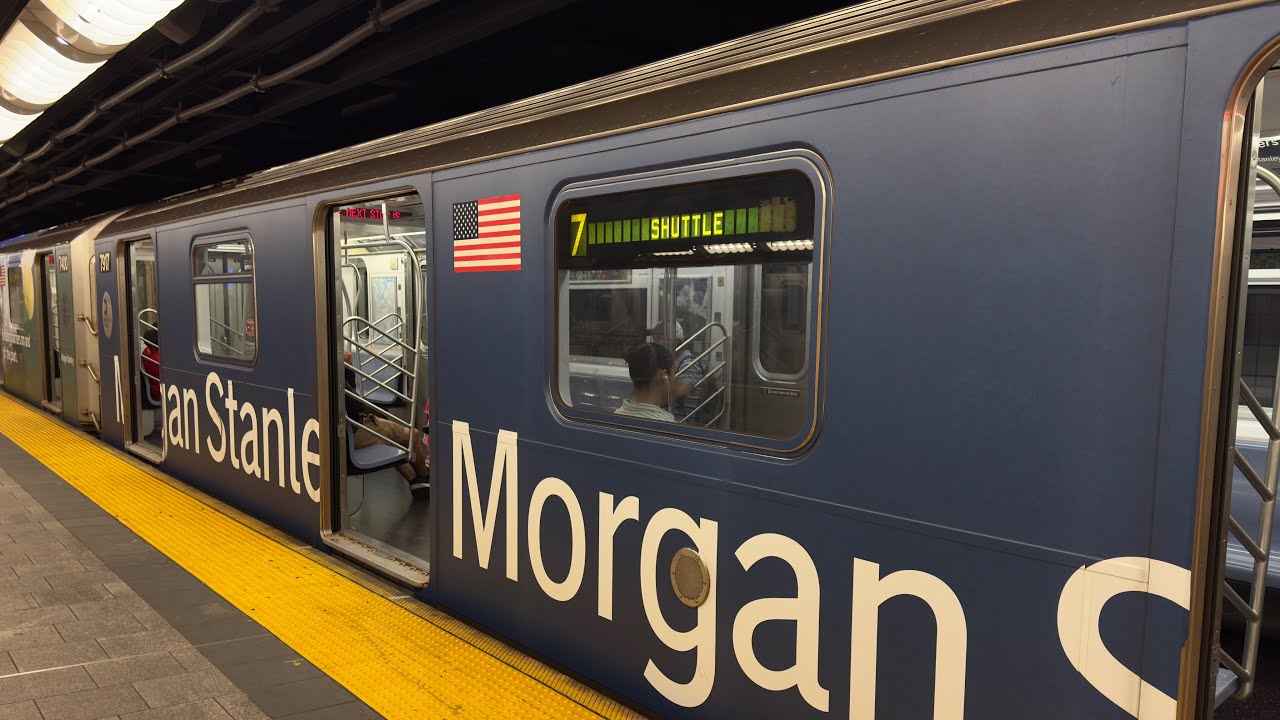 Morgan Stanley Ad-Wrapped R188 7 Train Shuttle Action