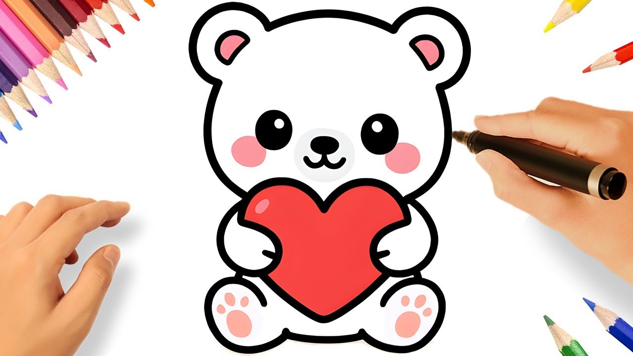 HOW TO DRAW A CUTE KAWAII POLAR BEAR EASY ❤️