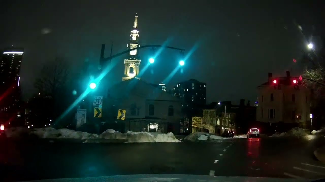 Nighttime drive in Providence, Rhode Island