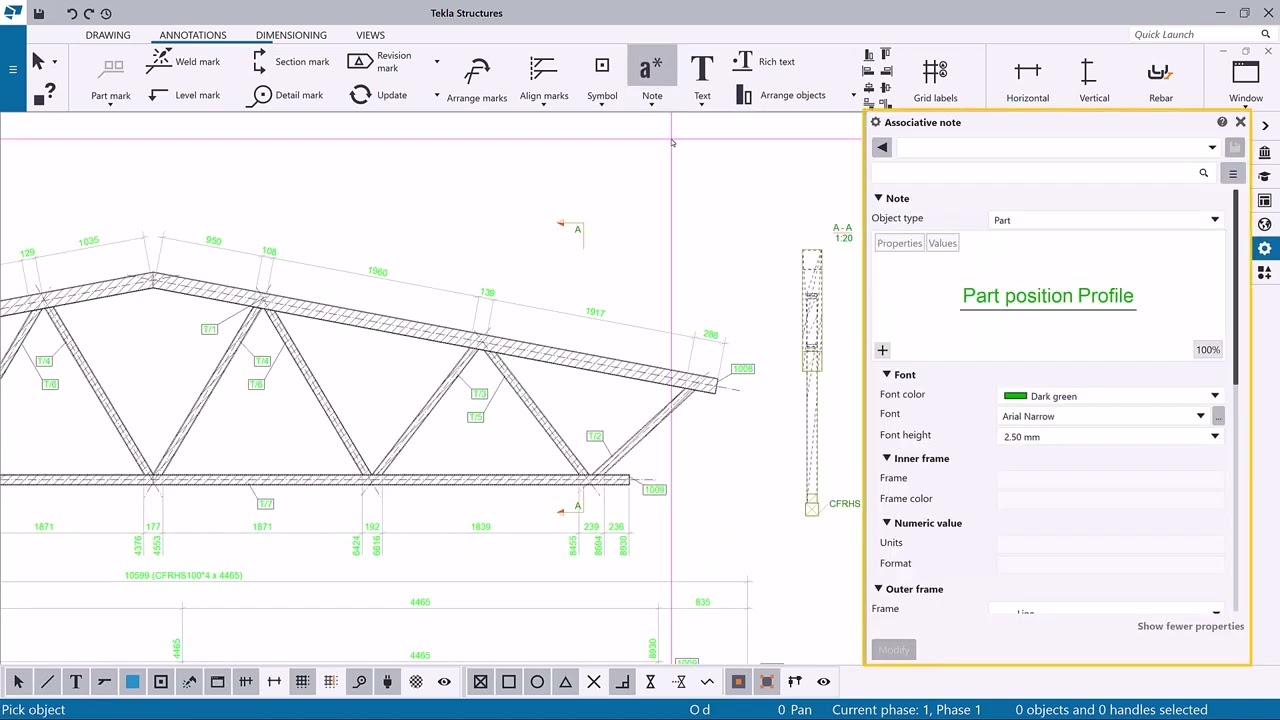 Add associative notes in Tekla Structures