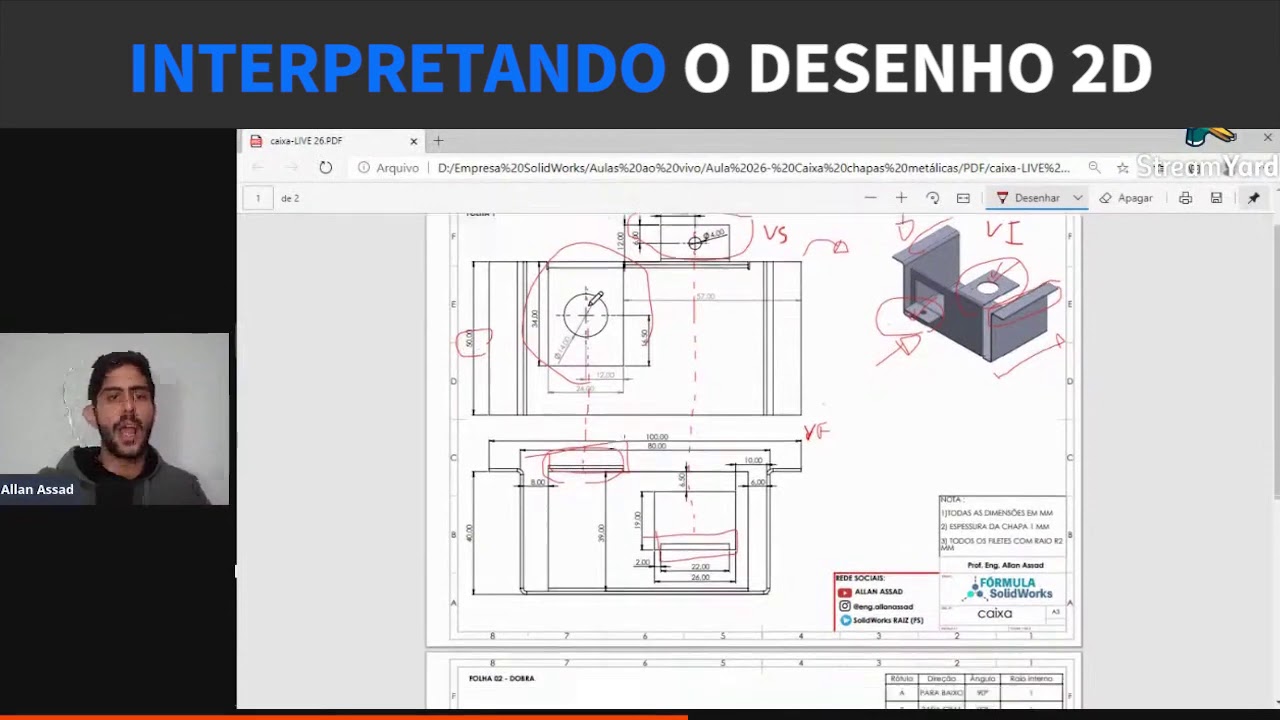 INTERPRETANDO O DESENHO DA CHAPA| SOLIDWORKS | ALLAN ASSAD