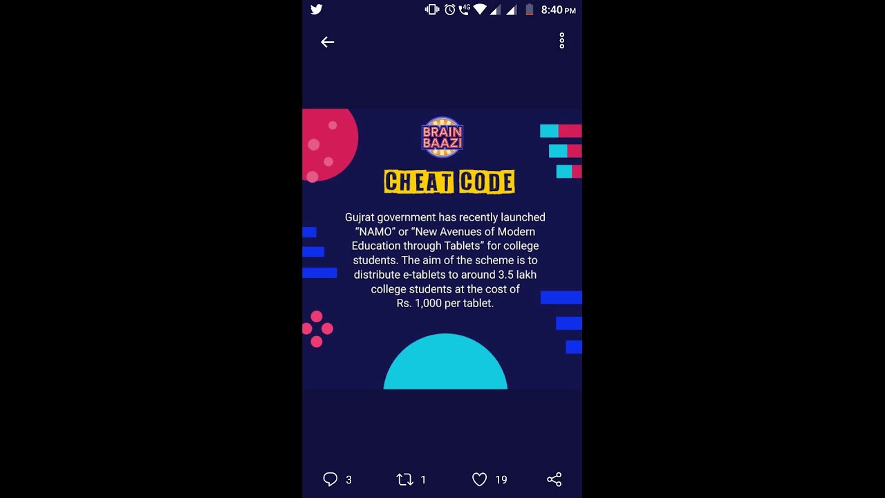 Brainbaazi Cheatcode 2 for 19th April