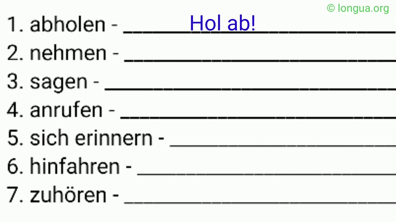 Deutsch, Imperativ, gib, mach, bereite vor, beeile dich, sage es mir, hör auf, hol mich ab, sei lieb