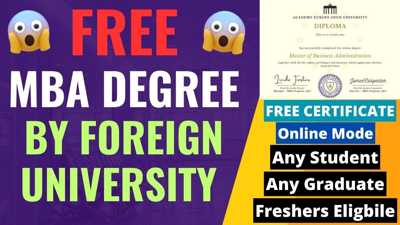 FREE Online MBA Degree by Foreign University | FREE CERTIFICATES | Any Student | FREE MBA Courses