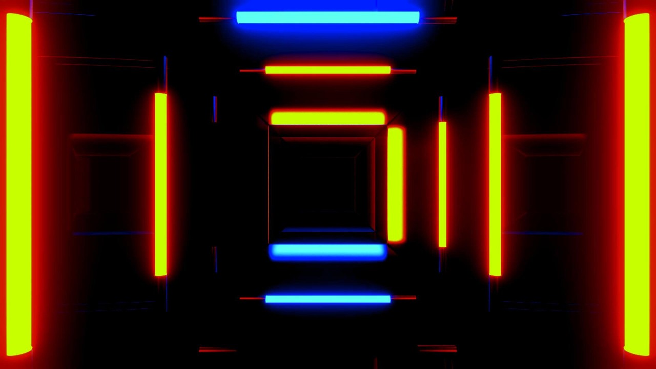 🎥 4K TUNEX – Unendlicher Rot-Blauer Neon-Tunnel | Futuristischer Korridor 4K (2 Stunden Ohne Audio)