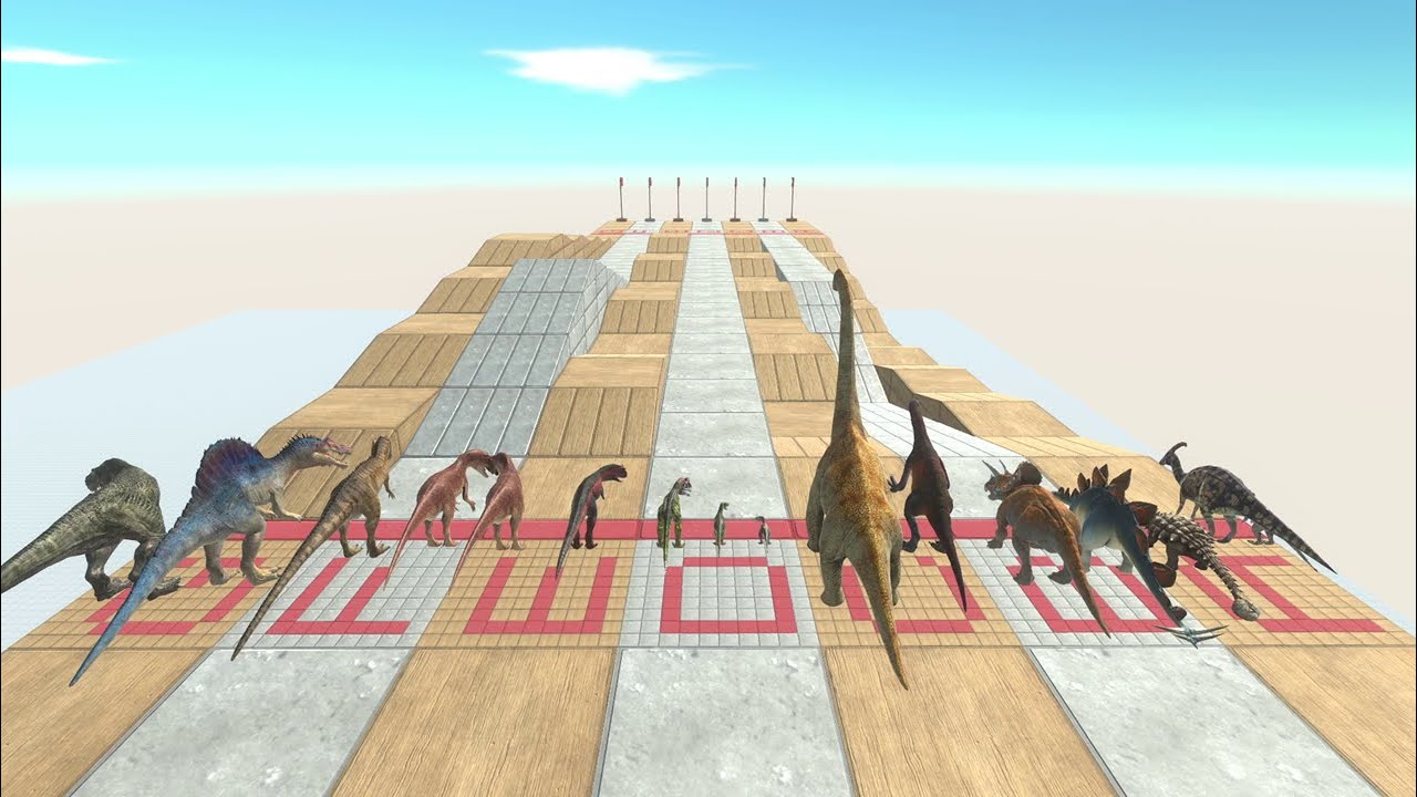 ARBS Speed Test. Which course is the fastest? Dinosaur Edition! | Animal Revolt Battle Simulator