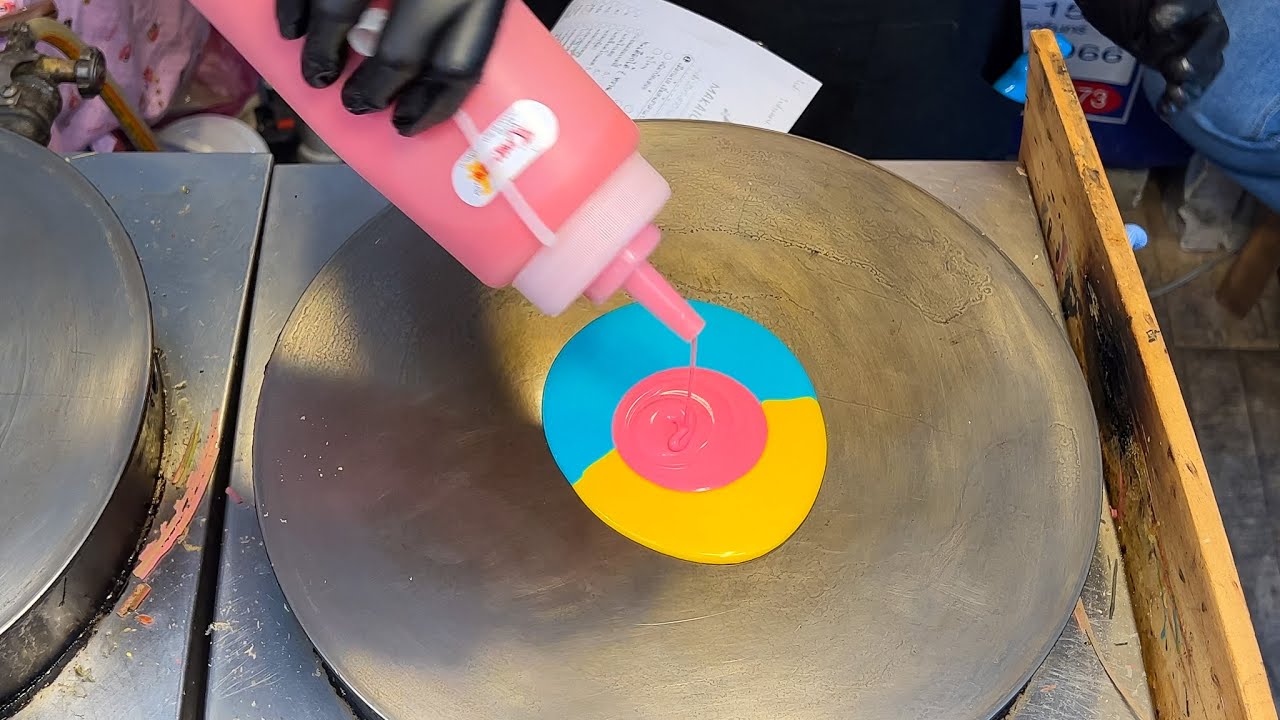 Must Try Rainbow Crepes in Bangkok night market - Thai Street Food