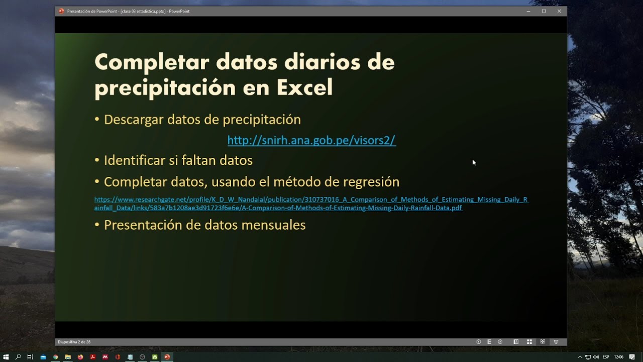 Cómo completar datos climáticos diarios en Excel (ejemplo con datos de precipitación)