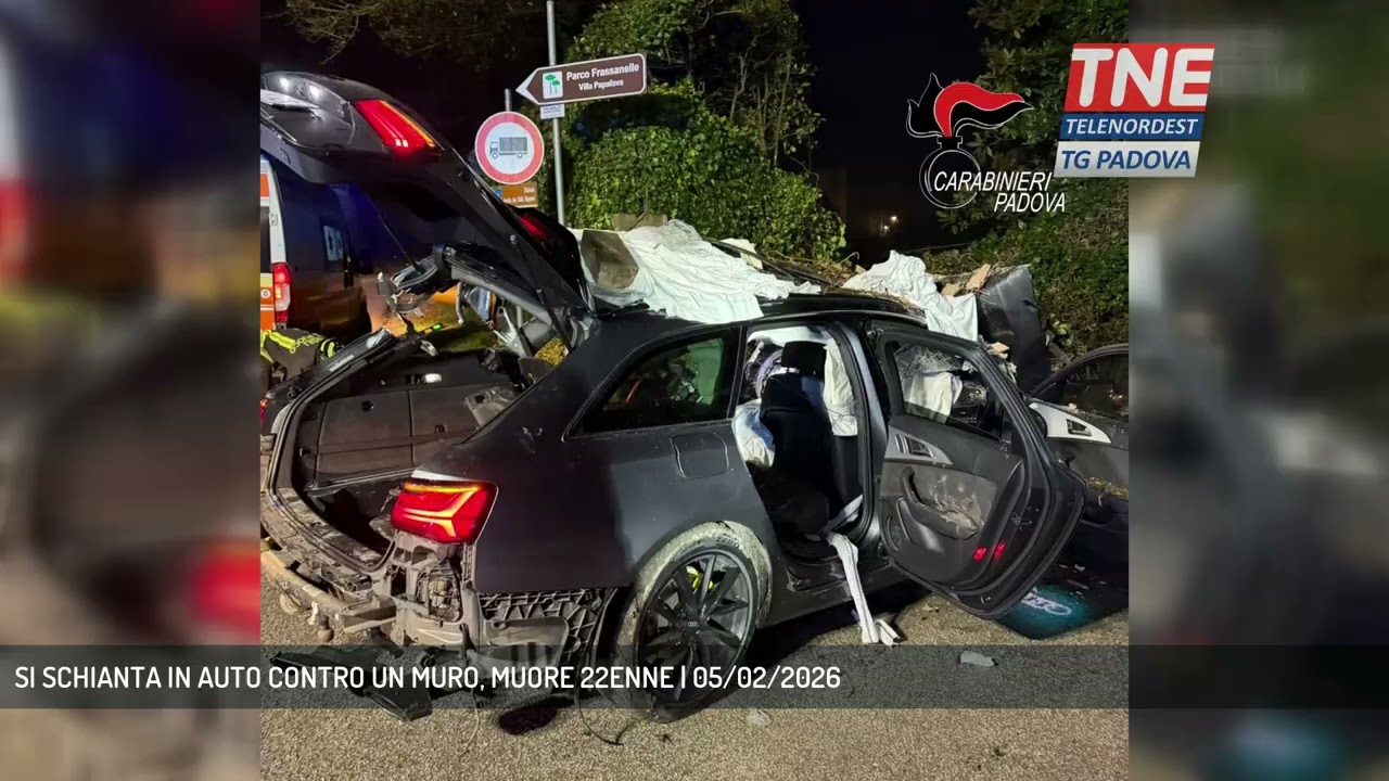 SI SCHIANTA IN AUTO CONTRO UN MURO, MUORE 22ENNE | 05/02/2026