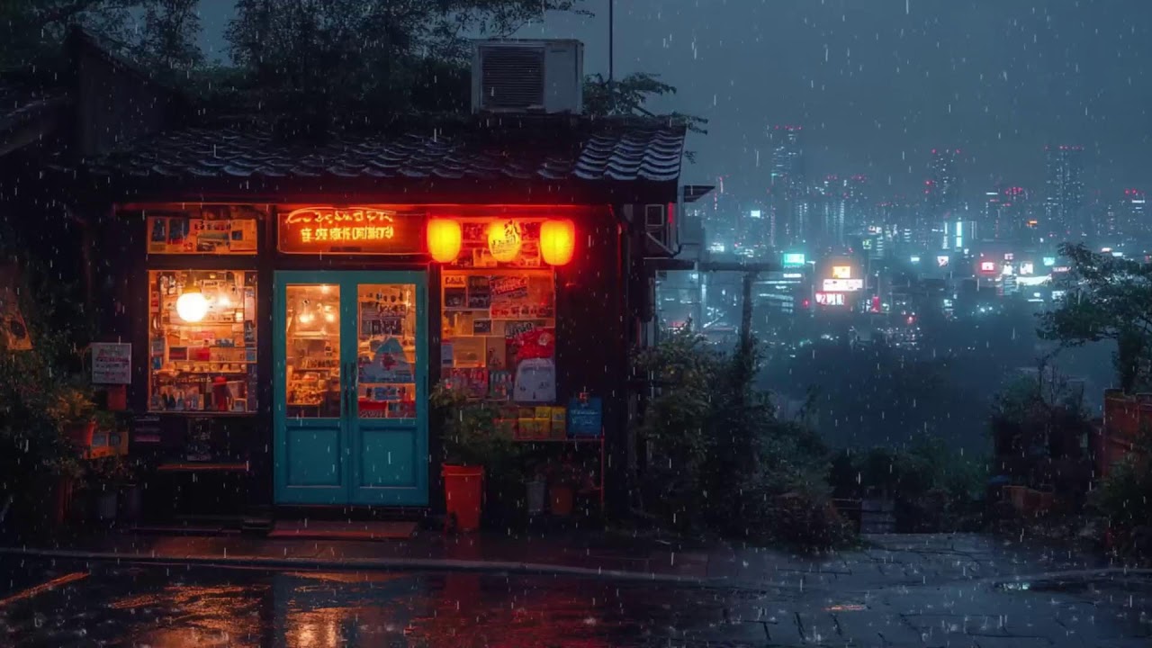 Rain-Soaked Japanese Alley under Lantern Light | Cozy Night Lo-fi for Study & Sleep | 4K
