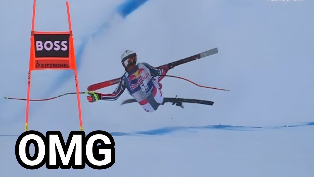 La Terrible chute de skieur Ken Caillot àKitzbühel AutricheSkier Ken CaillotSturz im Kitzbühel