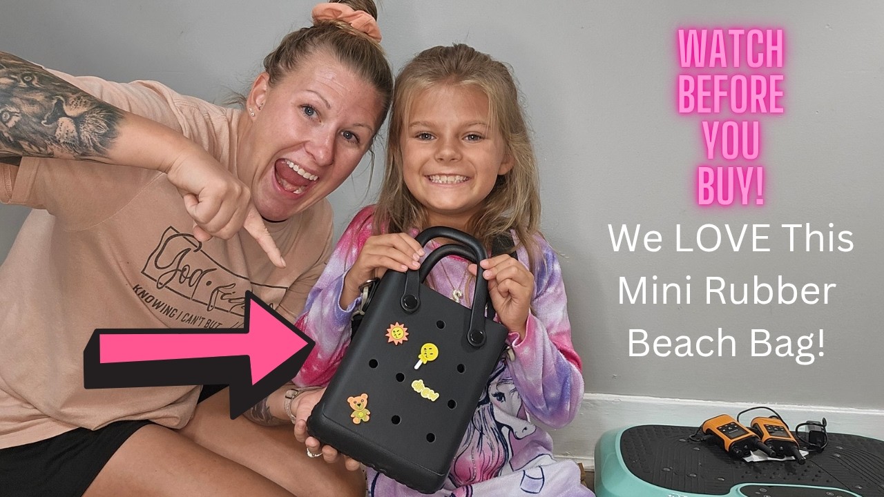 Mini Rubber Beach Bag w/Strap & Charms Waterproof EVA Beach Bag Small Rubber Tote Bag for Women