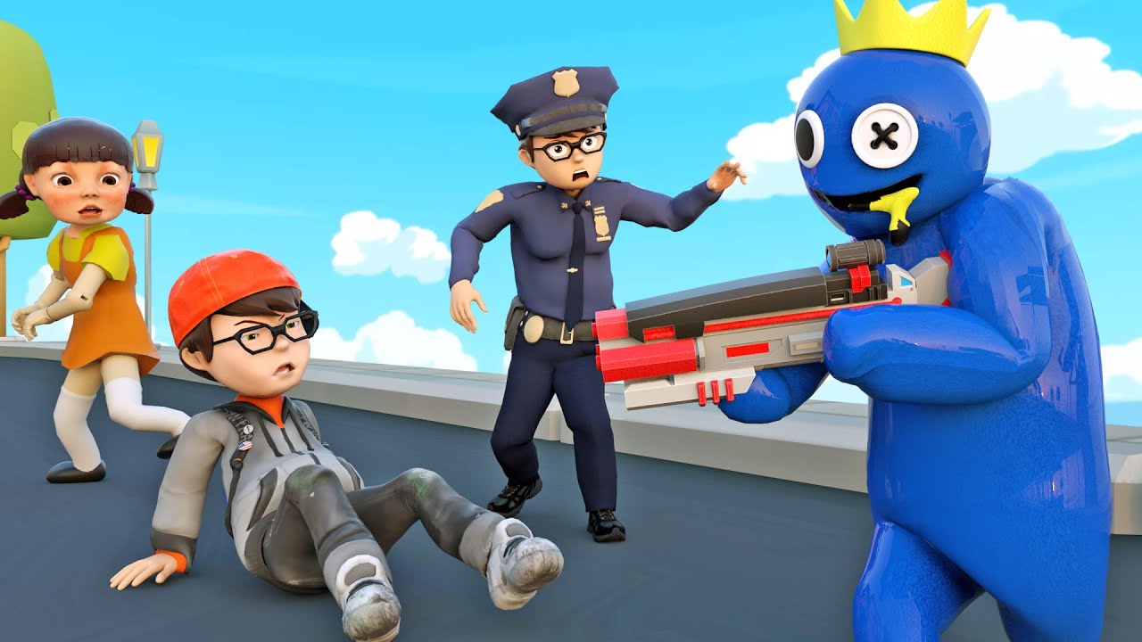 Funny 3D Animated Scary Teacher - Blu Tries to Harm NickFat, Nick the Policeman Helps