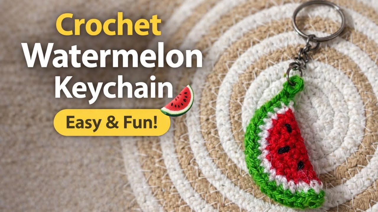 Easy Watermelon Crochet Keychain for Beginners 