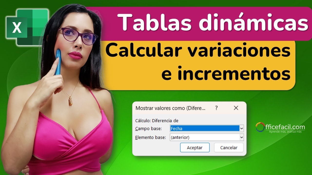 Cómo calcular variaciones o incrementos en una tabla dinámica #excel