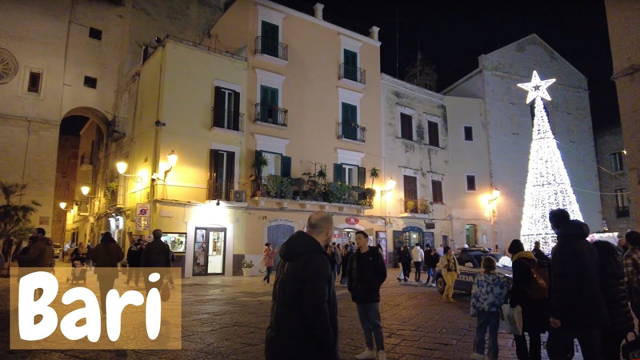 Downtown evening walk in Bari - Puglia, Italy [4k Ultra HD 60fps ]