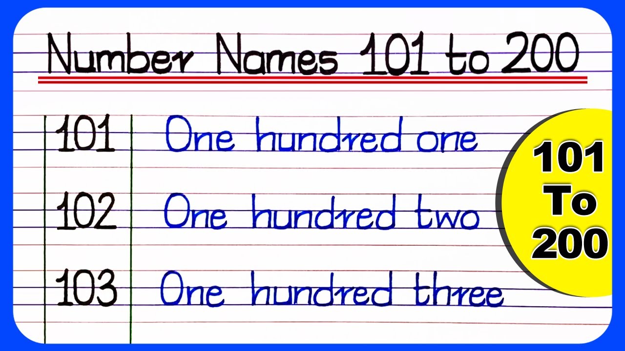 Number Names 100 to 200 || Numbers In Words 101 To 200 In English || 101 to 200 number names