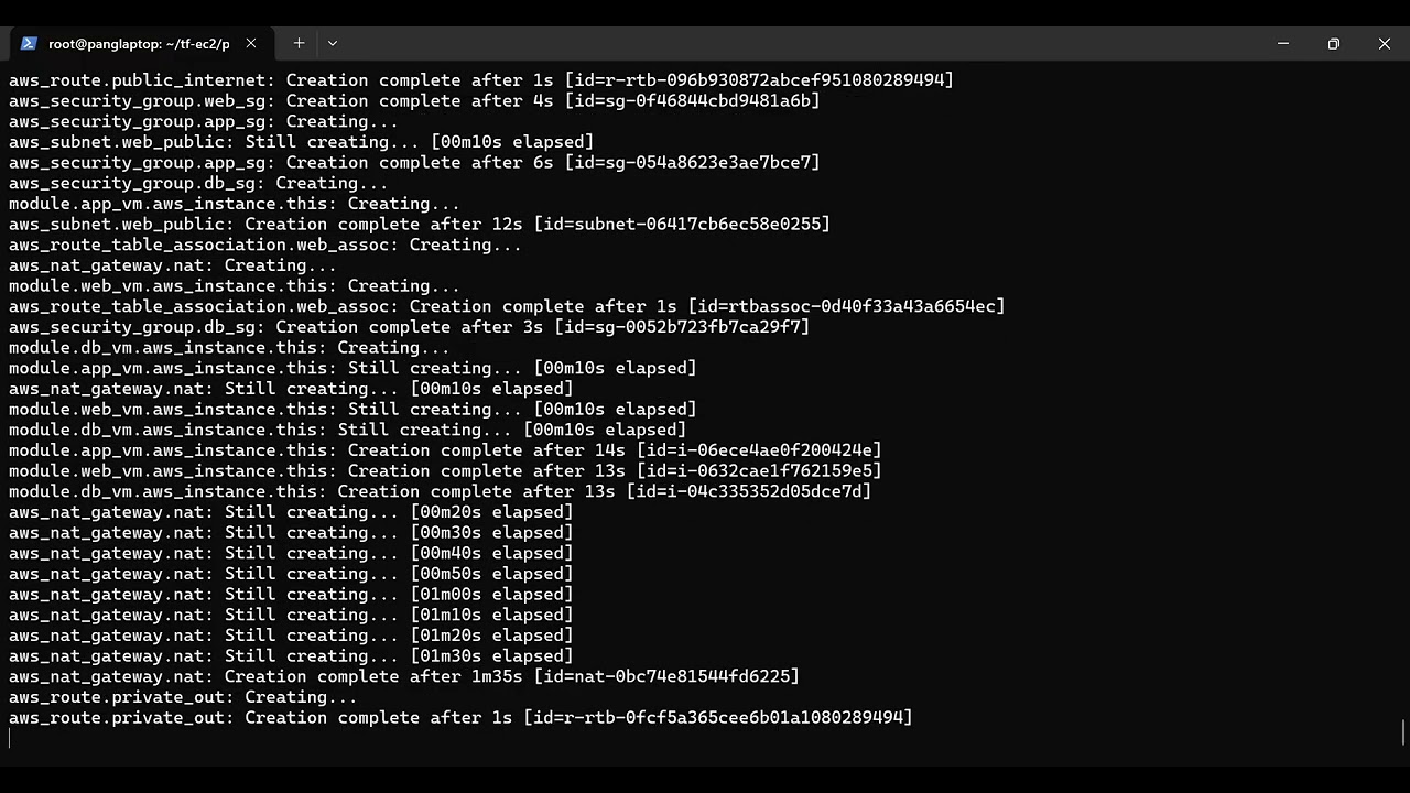 Terraform template that creates a simple 3-tier env on AWS with one EC2 VM per tier: Web, App, DB.
