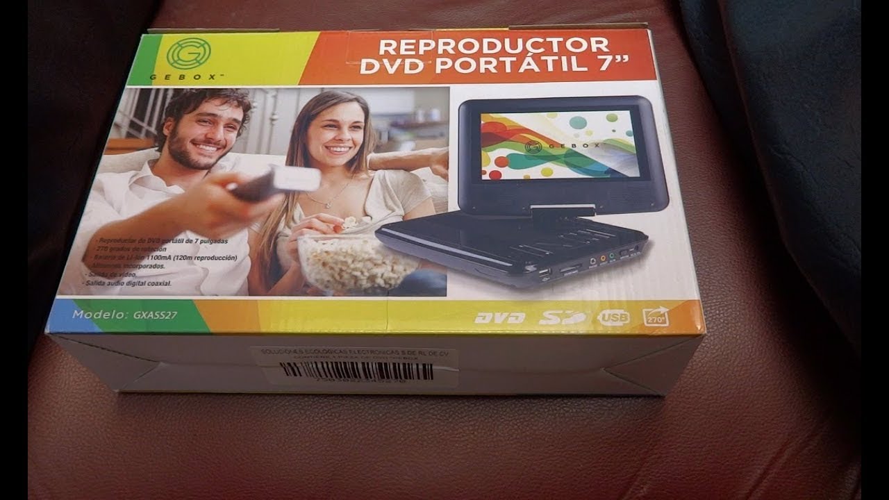Gebox GXASS27 DVD portátil TFT 7" revisión unboxing walkthrough (español)
