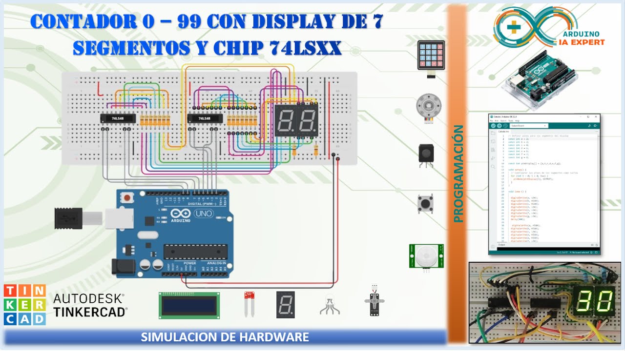 1️⃣1️⃣✅Contador 0 - 99 con Display de 7 segmentos y chip 74LSXX✅2️⃣0️⃣2️⃣3️⃣