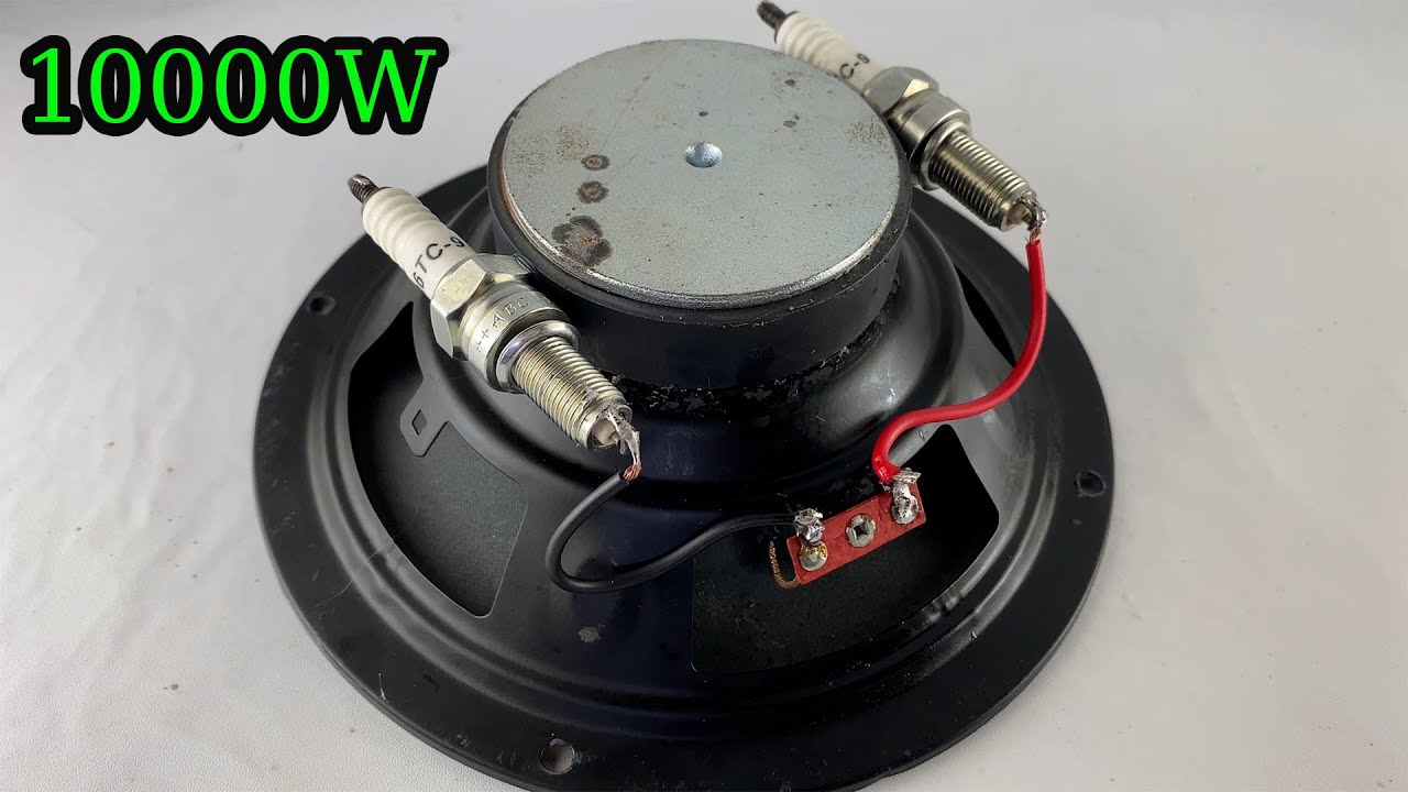 New How to create 220v 10000w energy generator with speaker tools & Spark plug for free