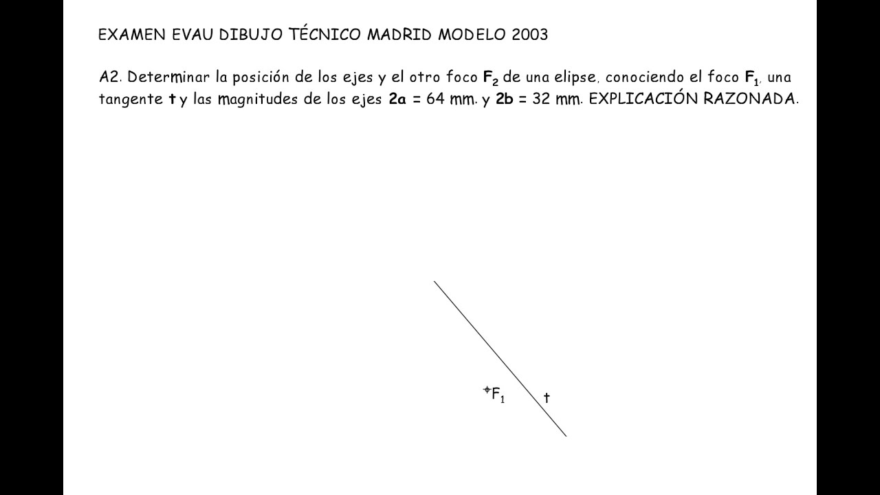 Ejercicio EVAU Madrid 2003 Modelo A2 (Curvas Cónicas, Elipse, Dibujo Técnico, Bachillerato, EVAU)