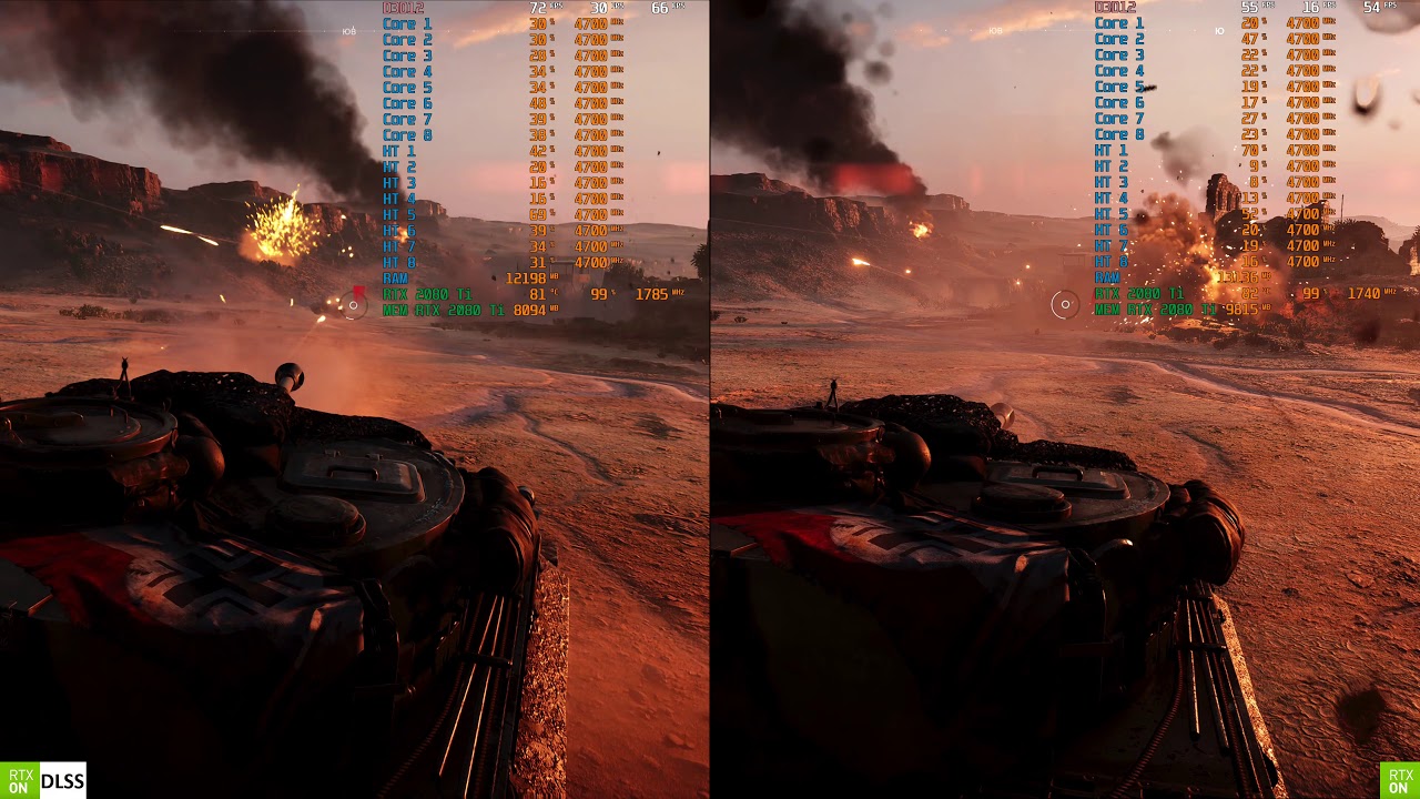 Battlefield V/RTX 2080 Ti/ DXR ULTRA vs DXR ULTRA + DLSS