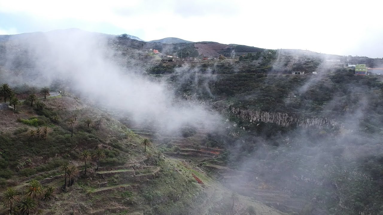 Drone Footage Valle Gran Rey - A Downhill Hike With Amazing Views And Winding Roads
