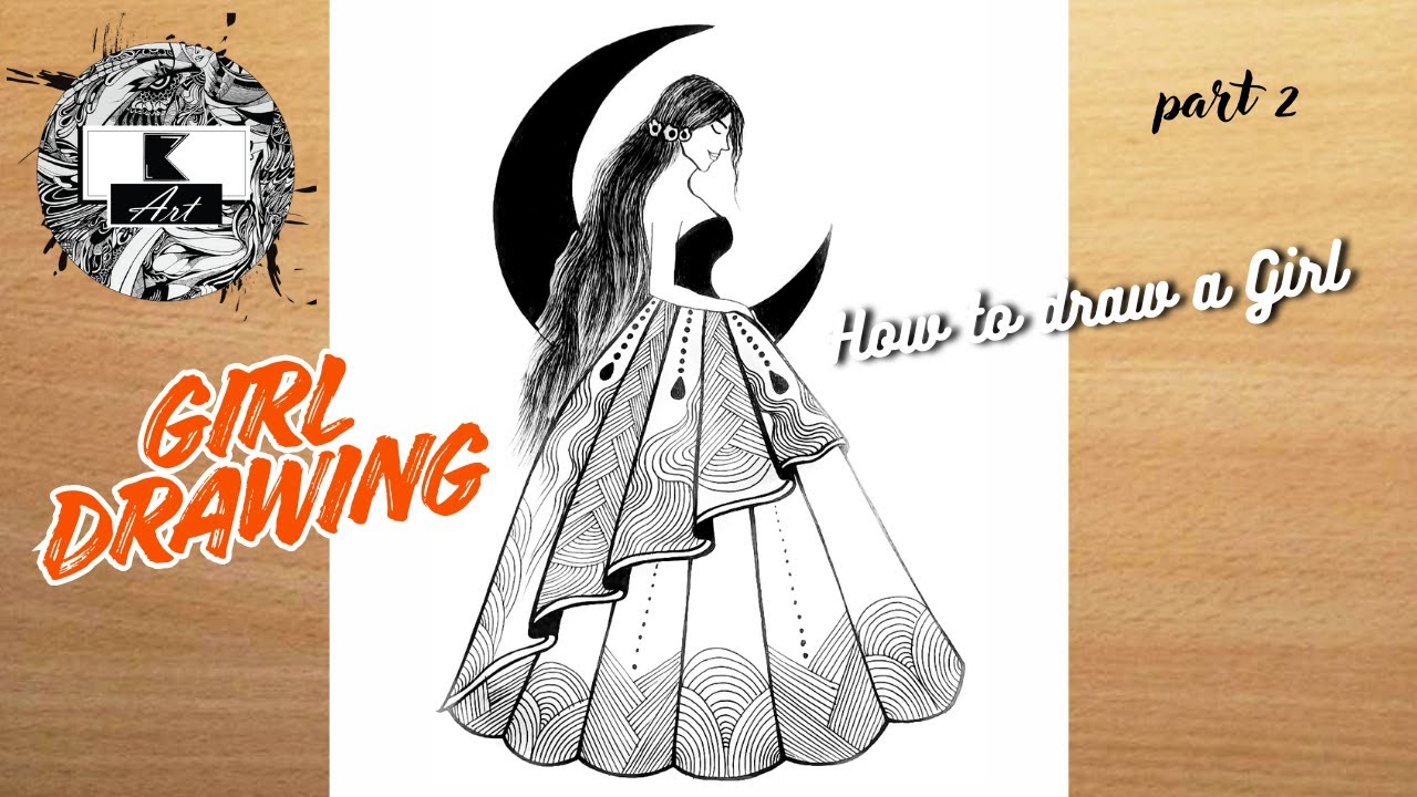 How to Draw a Beautiful Girl with Moon || Pencil sketch for beginner || Girl drawing || Drawing || 2