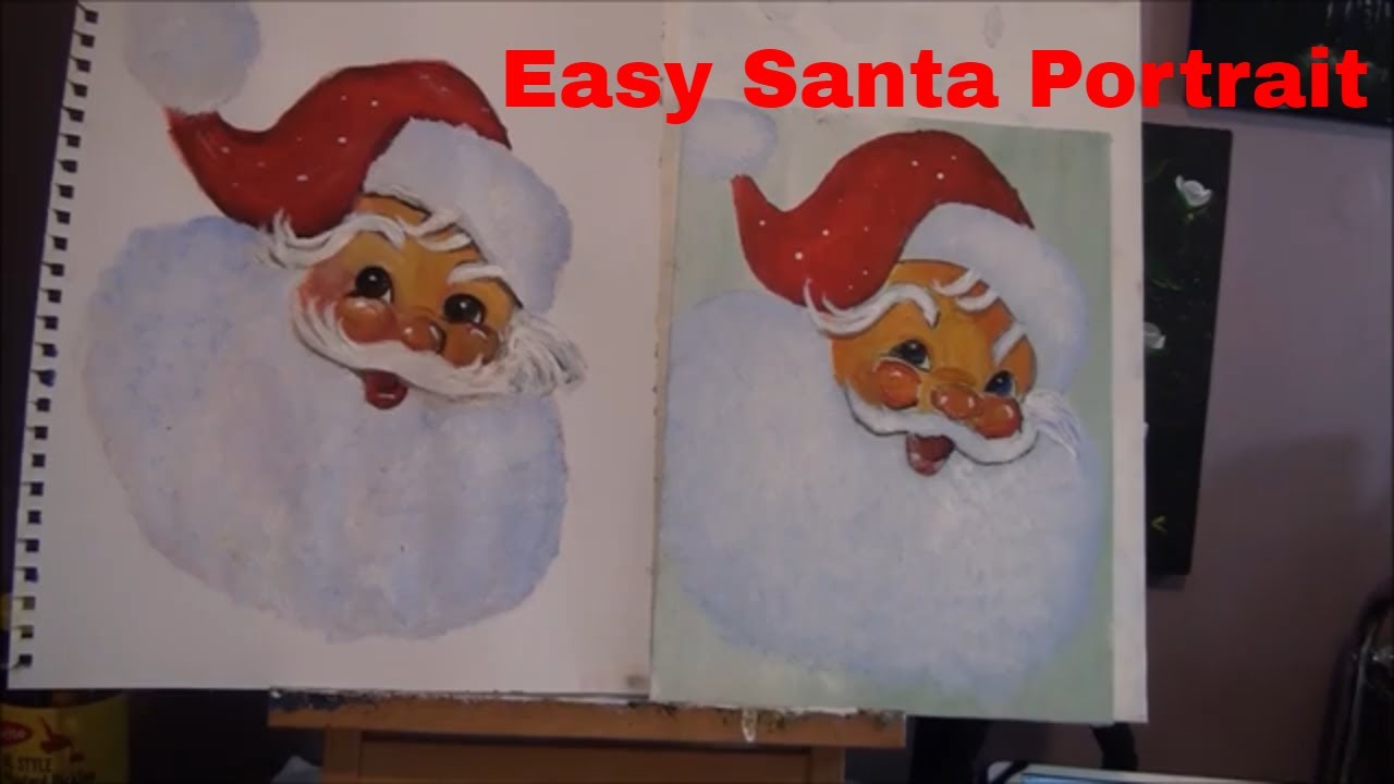 How to paint a Santa Portrait with Acrylic Paint step by step,
