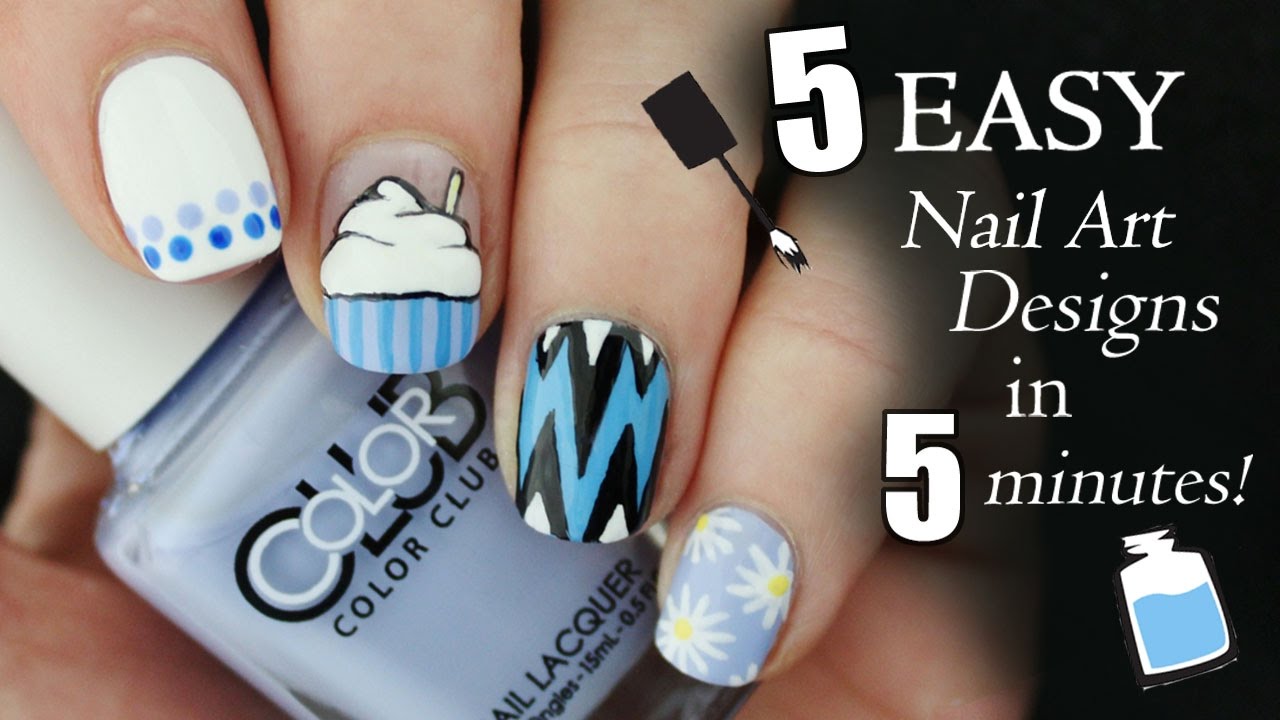 FIVE IN FIVE | Easy Blue Nail Art Designs | Nailed It NZ