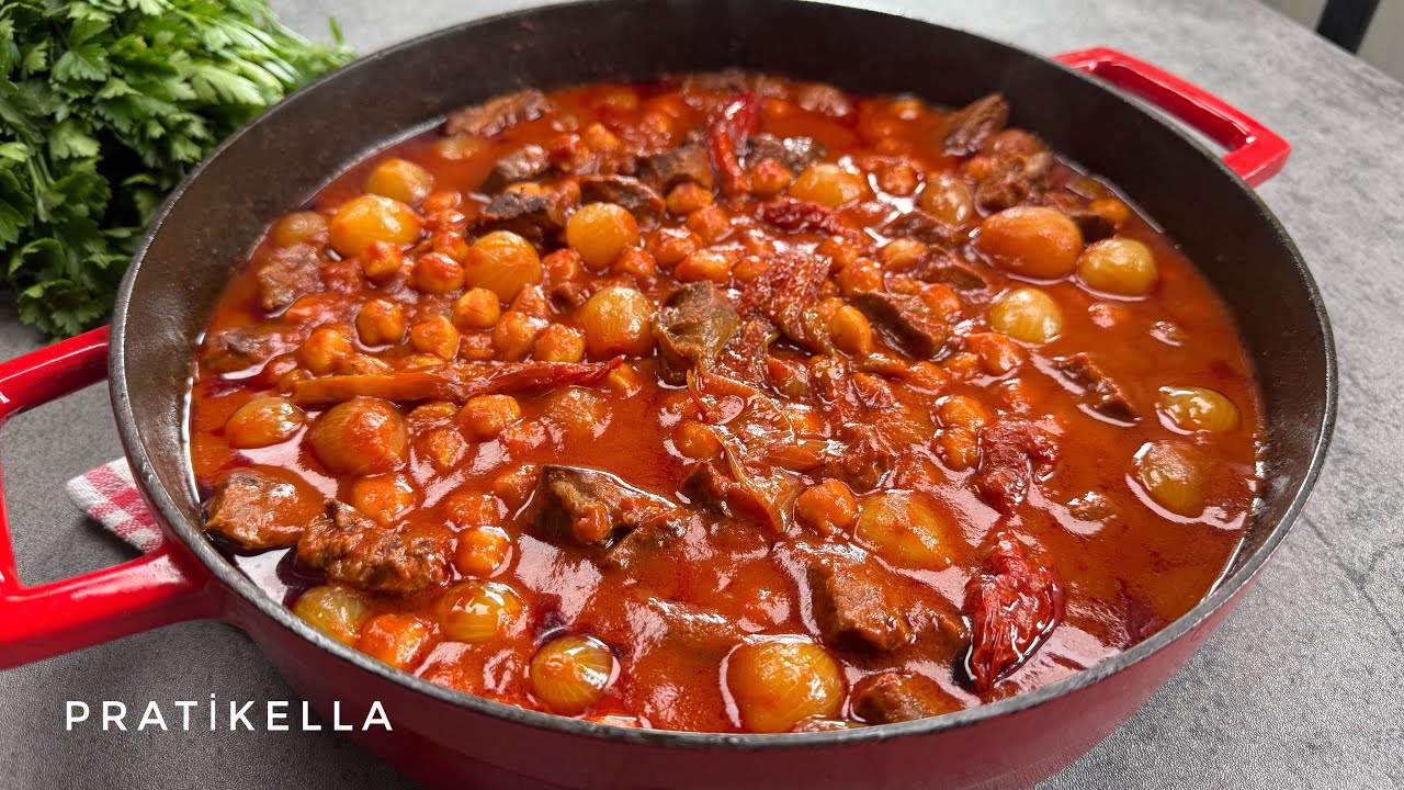 LEZZETİ OLAY❗️LOKUM GİBİ PİŞEN ARPACIK SOĞANLI ETLİ NOHUT YEMEĞİ😋 TAM KIVAMINDA ETLİ NOHUT TARİFİ👍