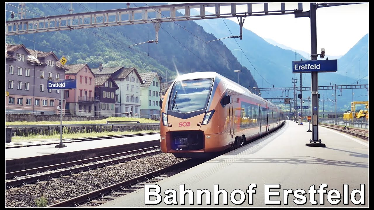 Zugsichtungen beim Bahnhof Erstfeld, Kanton Uri, Schweiz 2021
