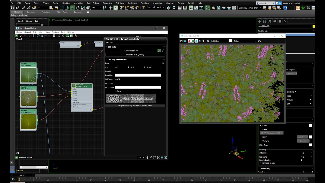 3DS MAX: OSL Shading a Tree with Element ID for leafs and render with Arnold
