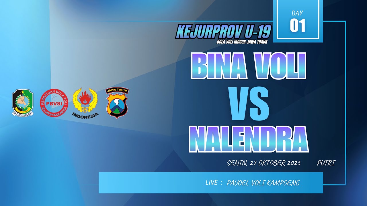 LIVE KEJURPROV U-19  PUTRI | BINA VOLI JEMBER VS NALENDRA NGANJUK