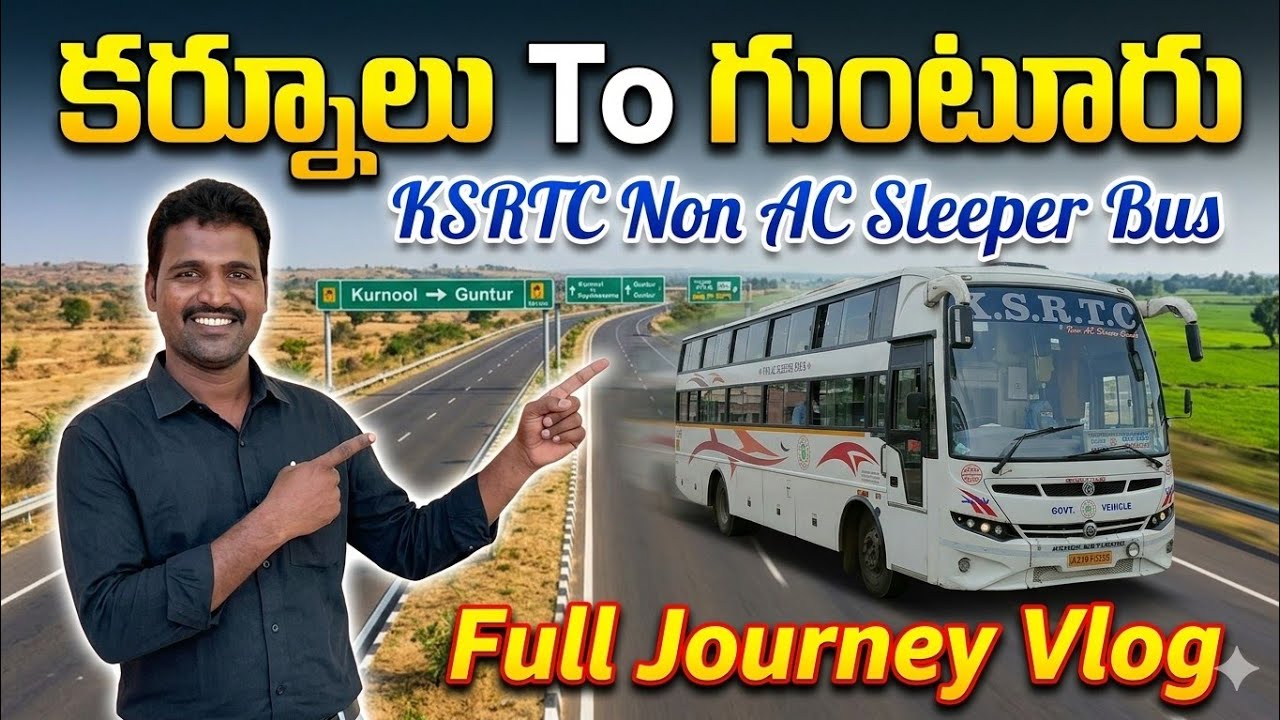 Kurnool To Guntur  KSRTC Non AC Sleeper Bus Journey Vlog || By Praveen Talk's