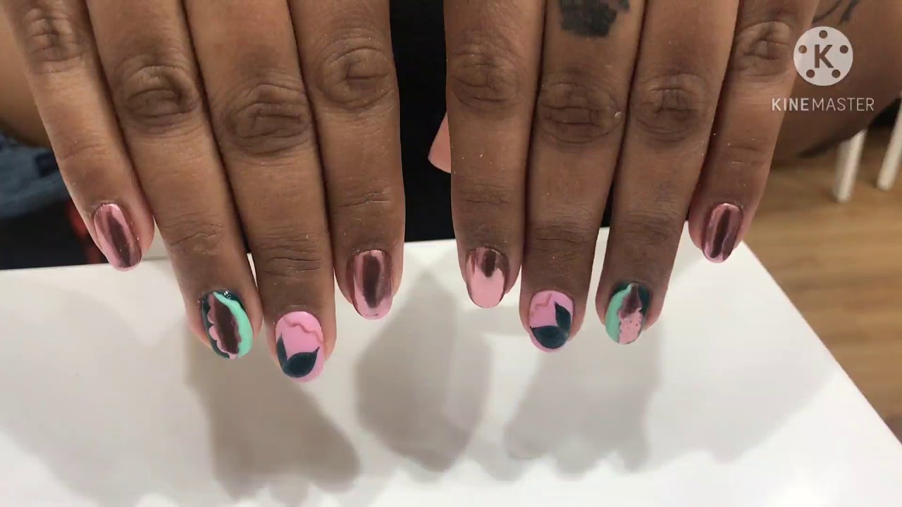 chrome nail art 💅 2d nail art 💅 permanent colour 💅