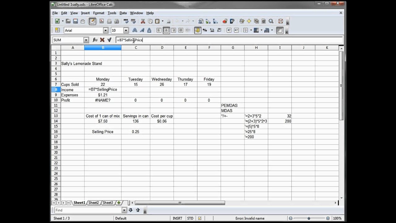 8 - Libre Office Calc, Open Office Calc, Excel  Tutorial  -- Define Cells by Names